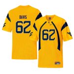 Men's West Virginia Mountaineers NCAA #62 Zach Davis Yellow Authentic Nike Throwback Stitched College Football Jersey TN15G17FY